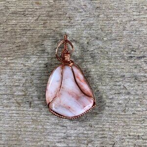 Sunstone Agate Wire Wrapped Necklace Pendant